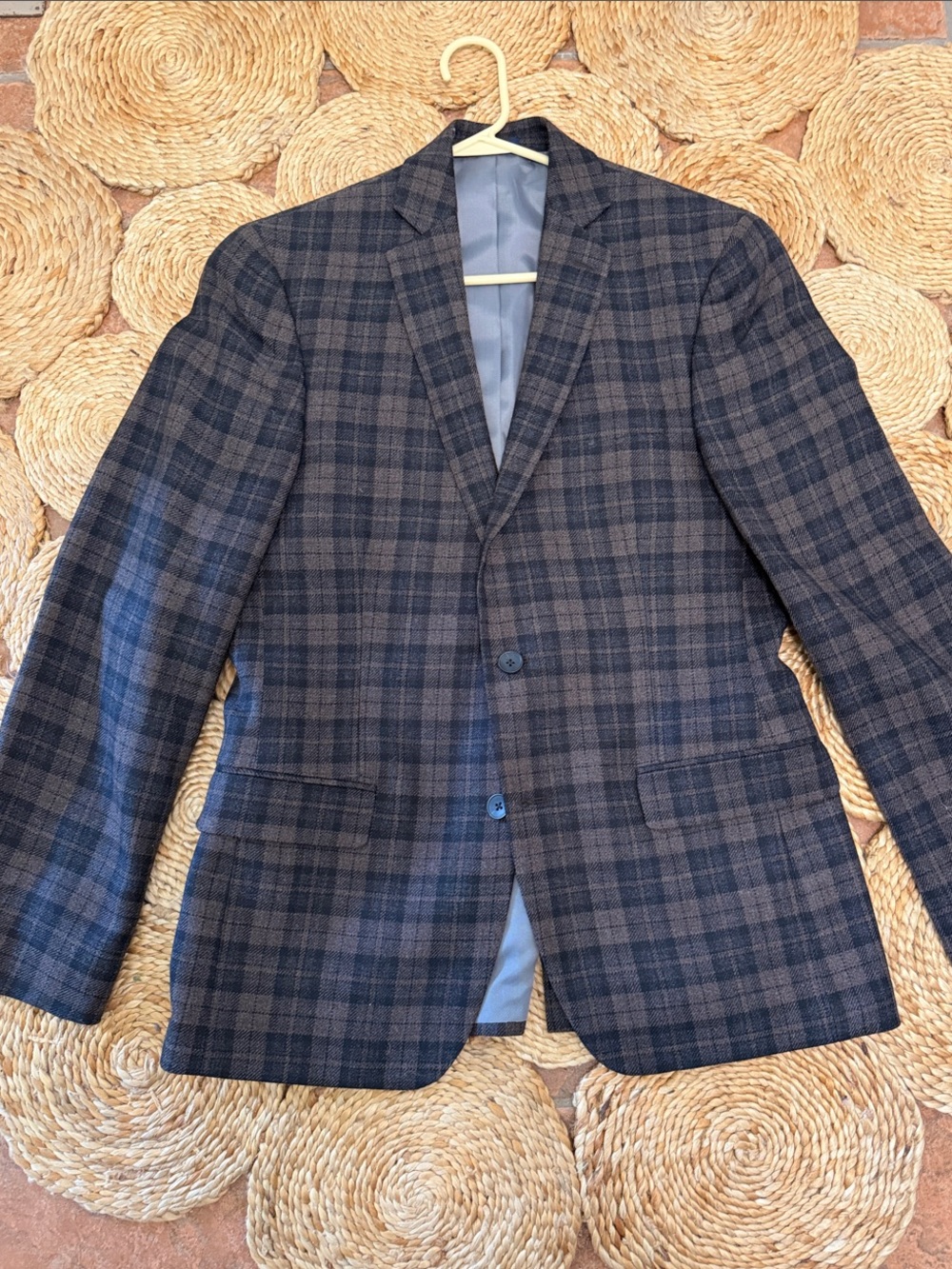 Stafford Blue and Gray Plaid Sport Coat